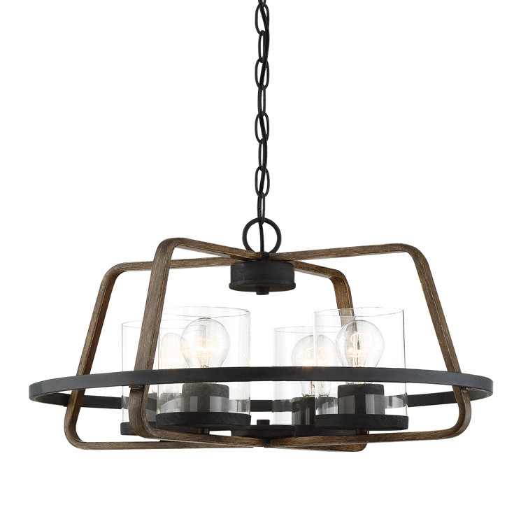 Ryder Minimalist Farmhouse 4-Light Chandelier in Forged Black