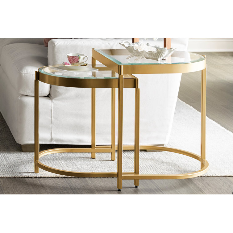 Gold Metal and Glass Nesting End Tables