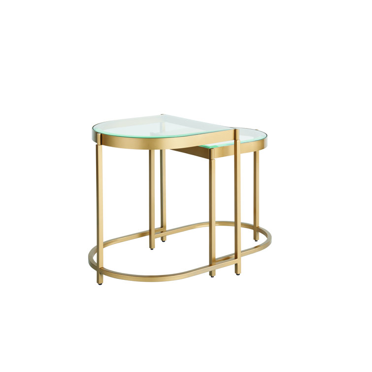 Gold Metal and Glass Nesting End Tables