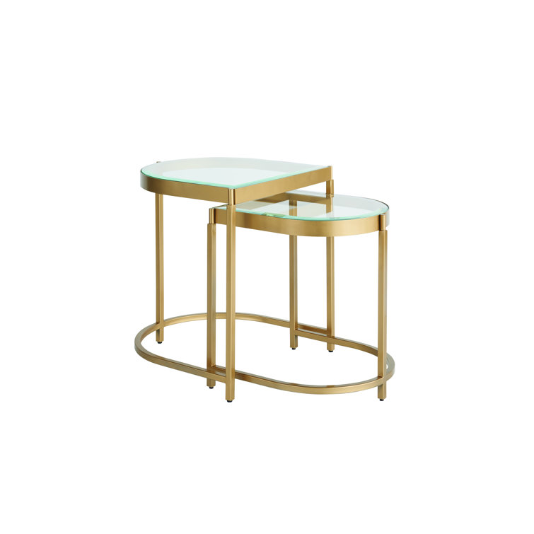 Gold Metal and Glass Nesting End Tables
