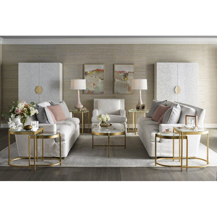 Gold Metal and Glass Nesting End Tables