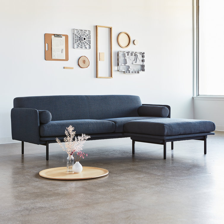 Hanson Navy Scandinavian-Inspired Bi-Sectional with Ottoman