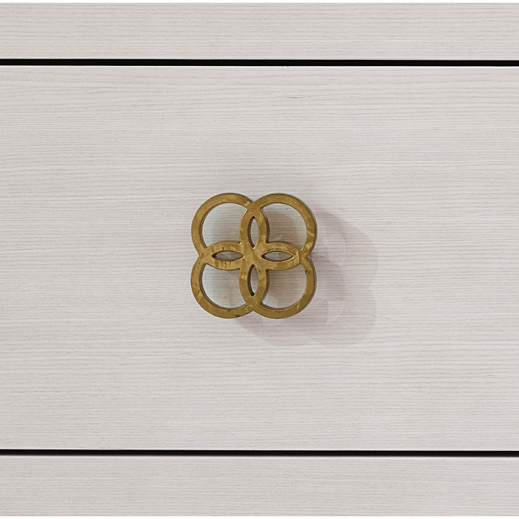 White and Gold 10-Drawer Hardwood Chest with Dovetail Drawer