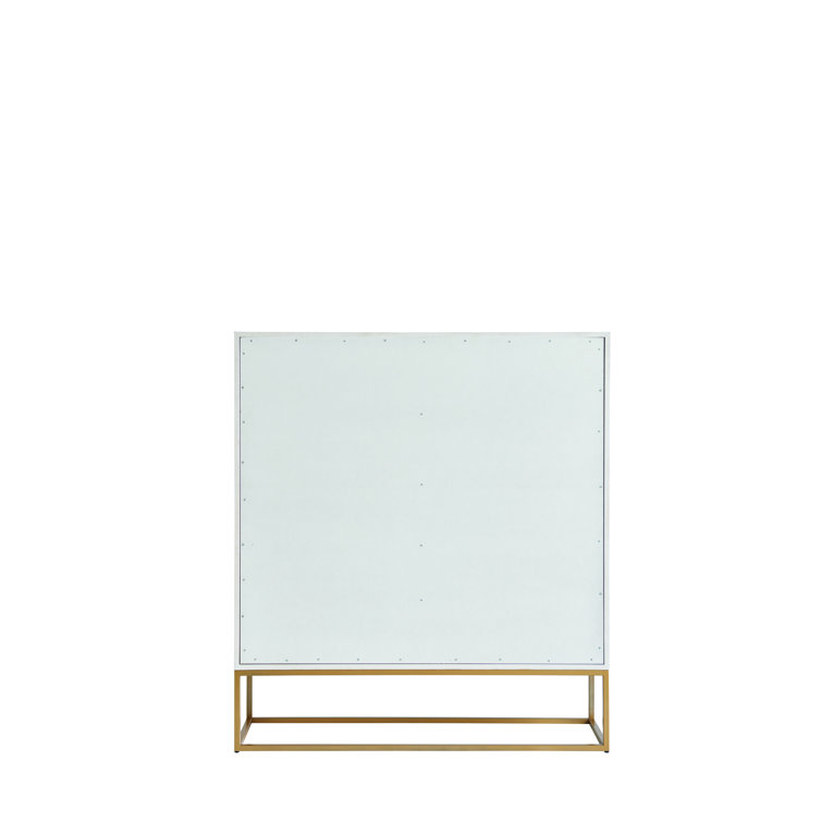White and Gold 10-Drawer Hardwood Chest with Dovetail Drawer