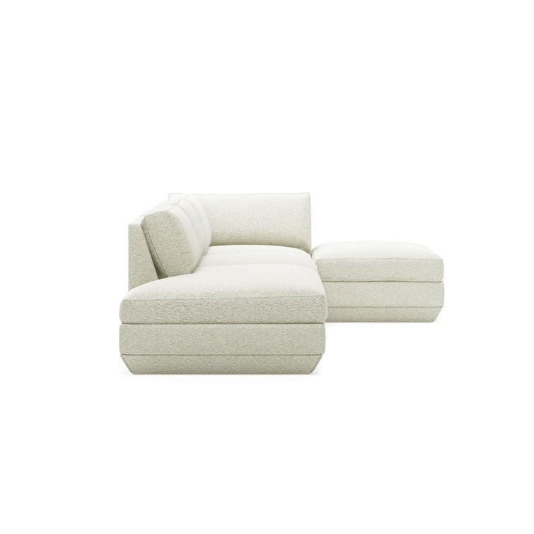 Copenhagen Fossil Plush Modular Sectional with Track Arm and Wood Base
