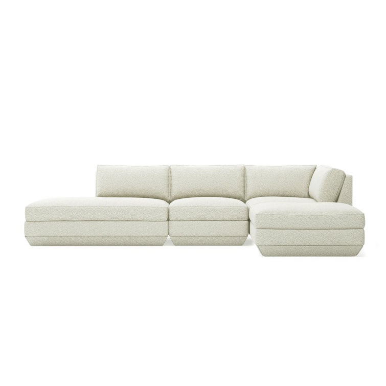 Copenhagen Fossil Plush Modular Sectional with Track Arm and Wood Base