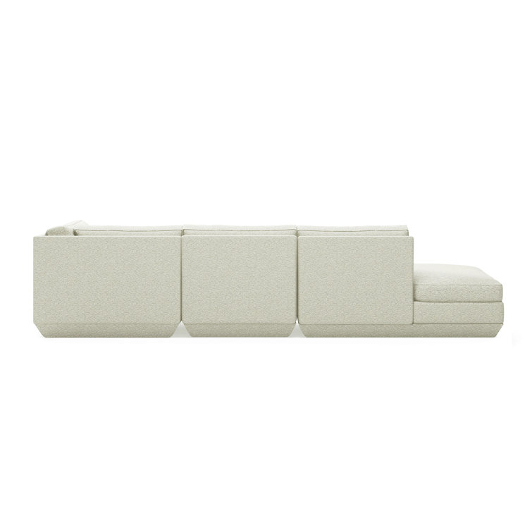 Copenhagen Fossil Plush Modular Sectional with Track Arm and Wood Base