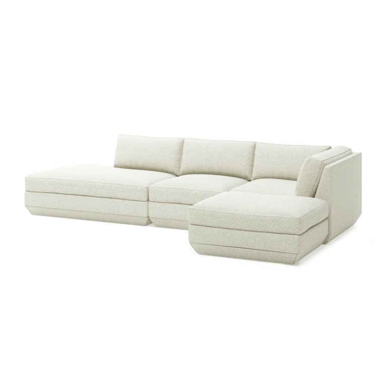 Copenhagen Fossil Plush Modular Sectional with Track Arm and Wood Base