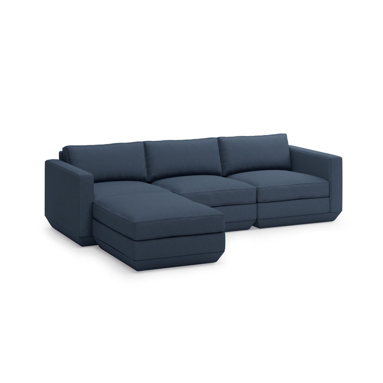 Eco-Friendly Hanson Navy 102" Modular Sectional with Plush Pillow Back