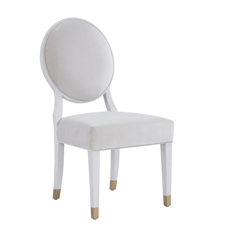 Gray Velvet Pearl Upholstered Side Chair with Wood Frame