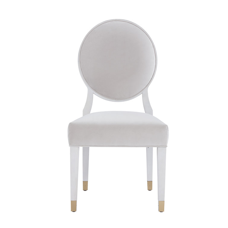 Gray Velvet Pearl Upholstered Side Chair with Wood Frame
