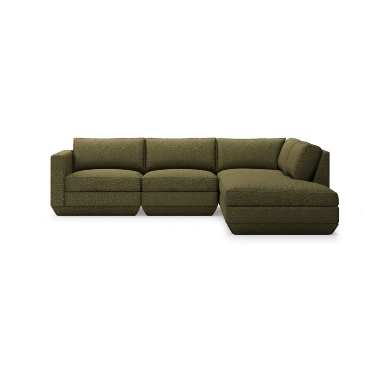 Copenhagen Terra Luxurious 4-Piece Fabric Sectional with Plush Pillow Back