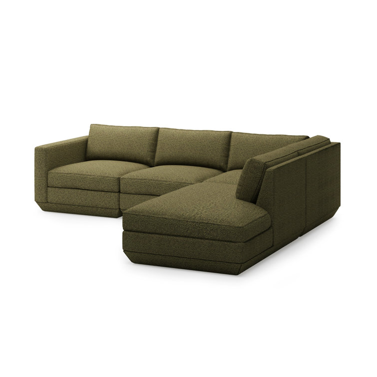 Copenhagen Terra Luxurious 4-Piece Fabric Sectional with Plush Pillow Back