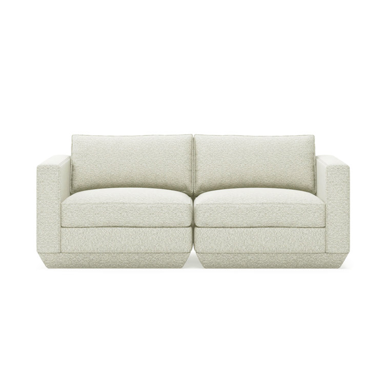 White Two-Piece Modular Sofa with Pillow Back