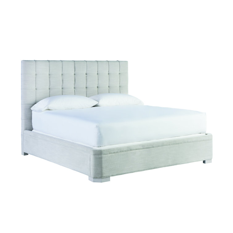 White King Upholstered Wood Frame Panel Bed