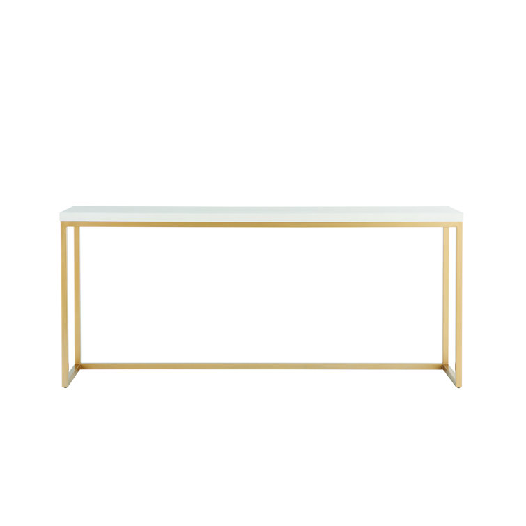 Contemporary Gold and White Rectangular Console Table