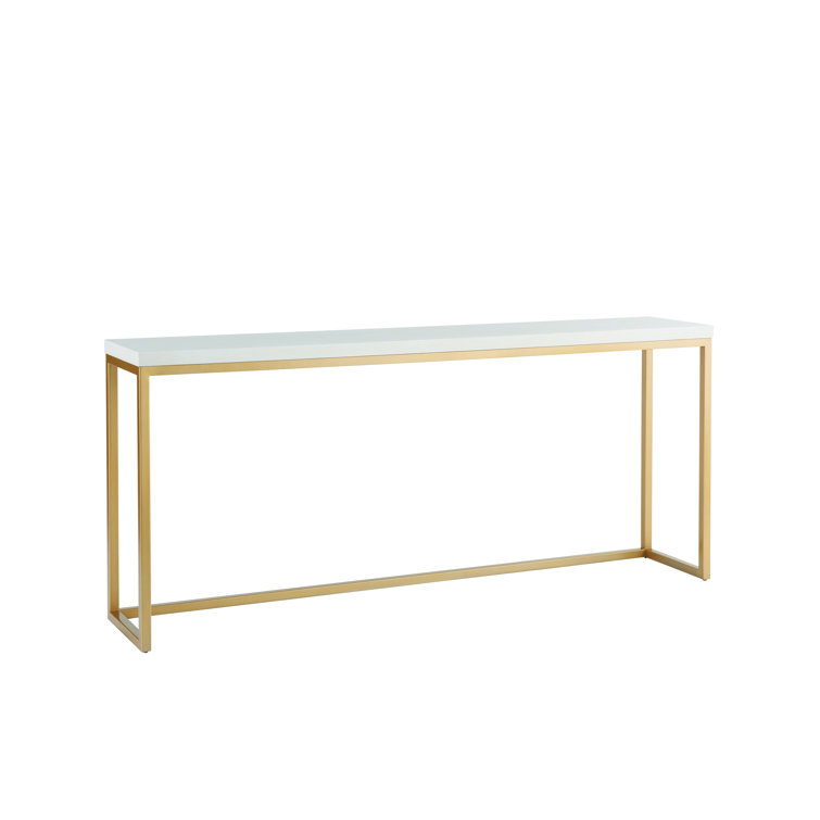 Contemporary Gold and White Rectangular Console Table