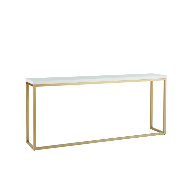 Contemporary Gold and White Rectangular Console Table