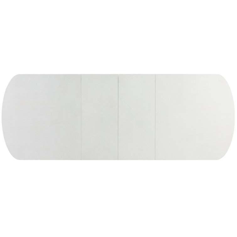 White Wood Extendable Rectangular Dining Table with Gold Accents