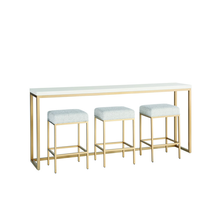 Contemporary Gold and White Rectangular Console Table