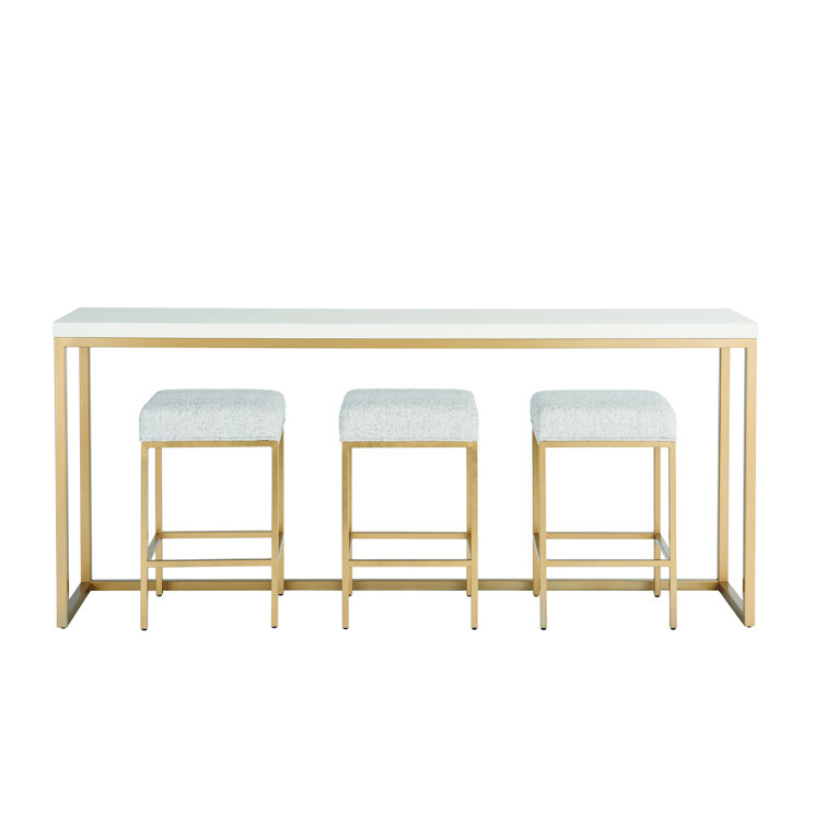 Contemporary Gold and White Rectangular Console Table