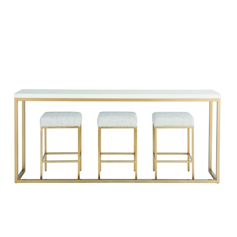 Contemporary Gold and White Rectangular Console Table