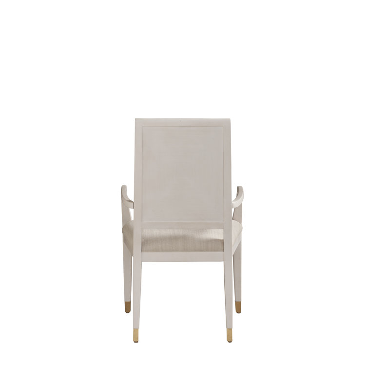Gray Upholstered Wood Arm Chair with Metal Feet