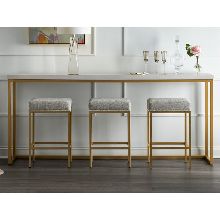 Contemporary Gold and White Rectangular Console Table
