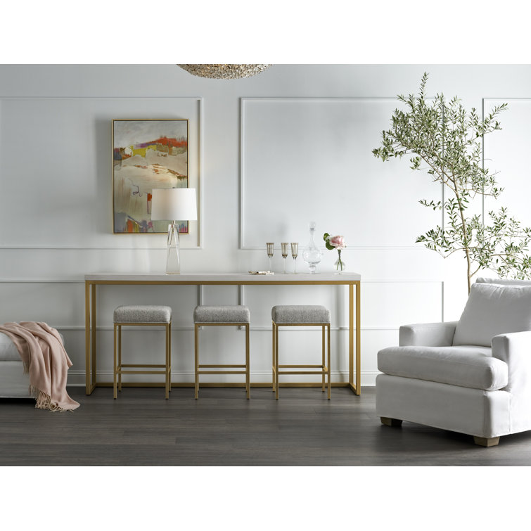 Contemporary Gold and White Rectangular Console Table