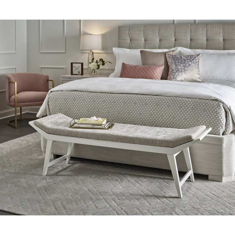 White King Upholstered Wood Frame Panel Bed