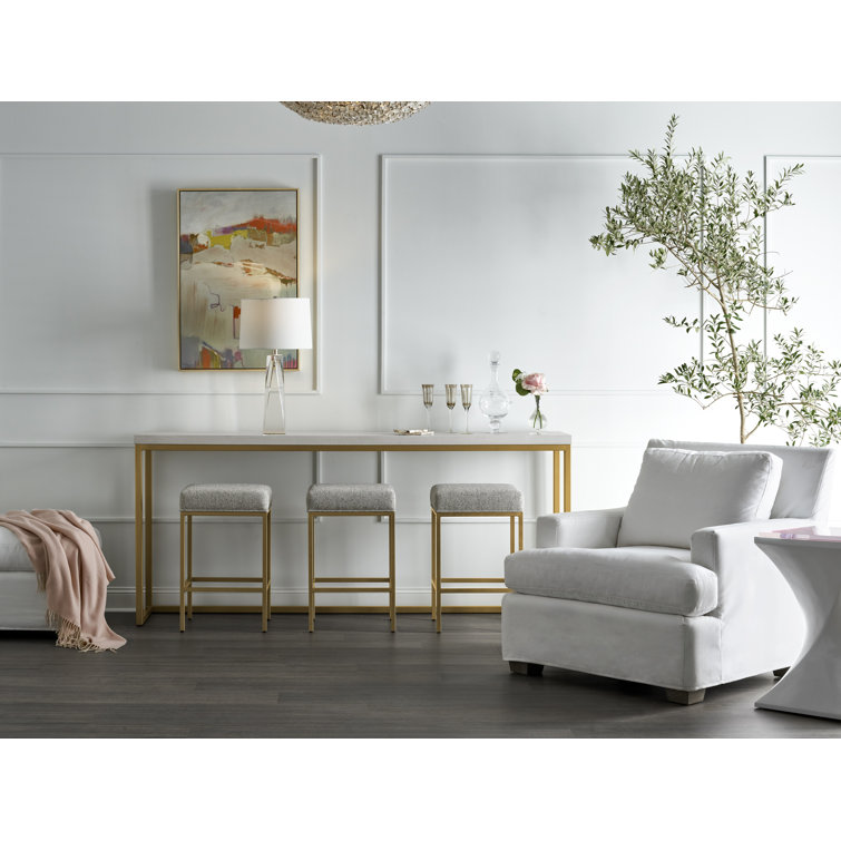 Contemporary Gold and White Rectangular Console Table