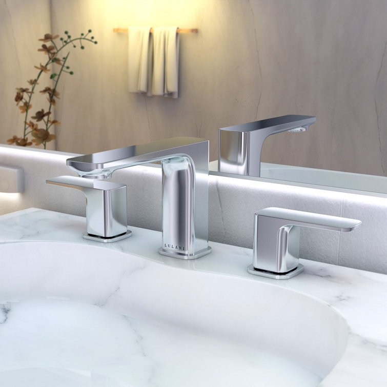 Corsica Chrome 8" Widespread Modern Bathroom Faucet with Drain Assembly