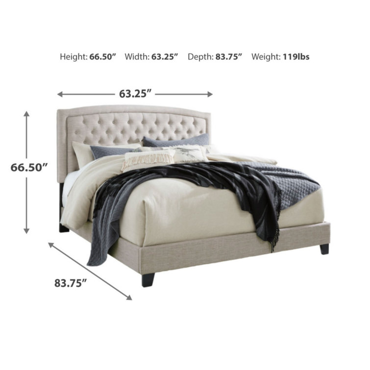 Transitional Queen Upholstered Bed with Tufted Headboard, Gray