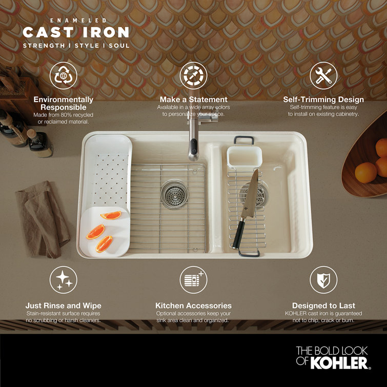 White Cast Iron Single Bowl Undermount Kitchen Sink