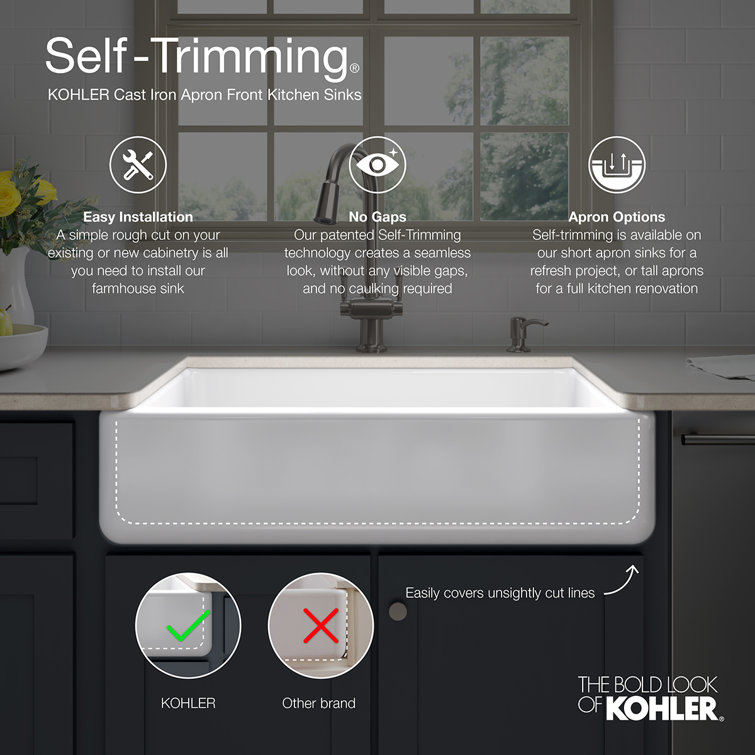 White 36" Cast Iron Double Basin Farmhouse Sink