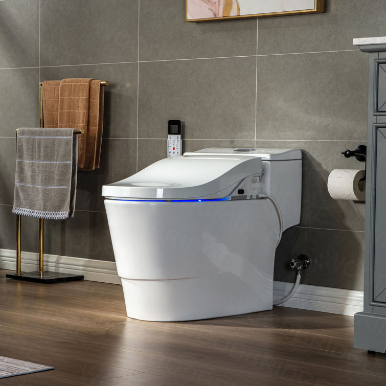 White Porcelain Elongated Dual Flush Smart Bidet Toilet