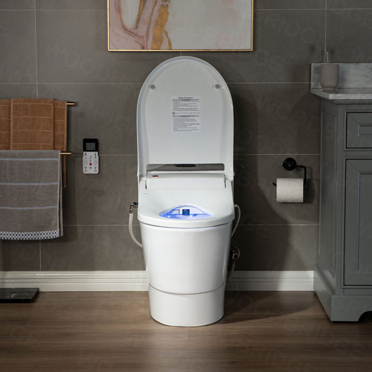 White Porcelain Elongated Dual Flush Smart Bidet Toilet