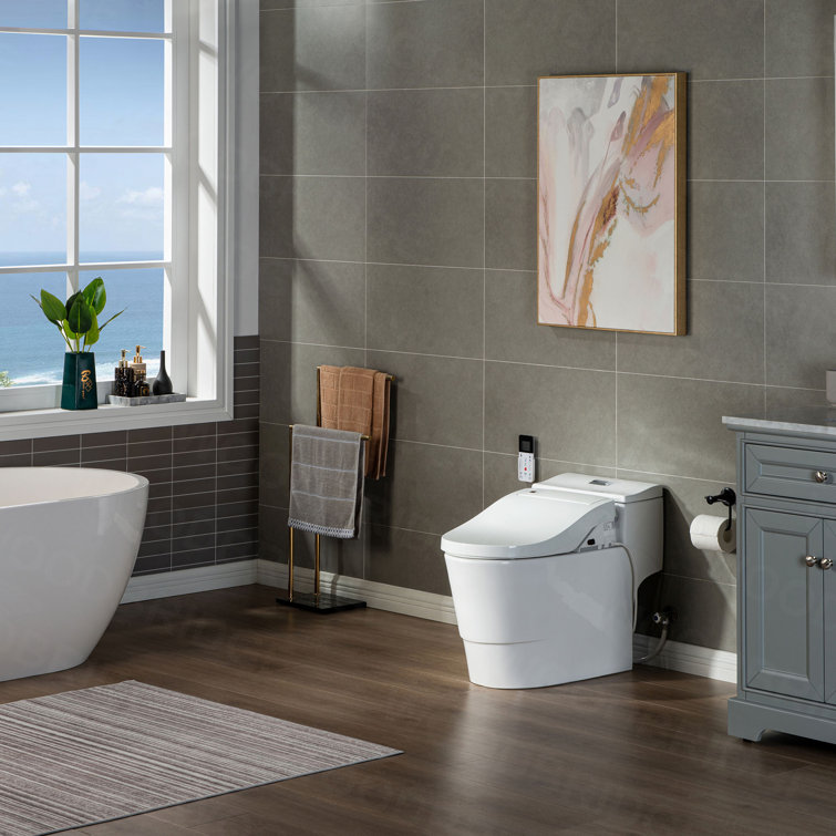 White Porcelain Elongated Dual Flush Smart Bidet Toilet