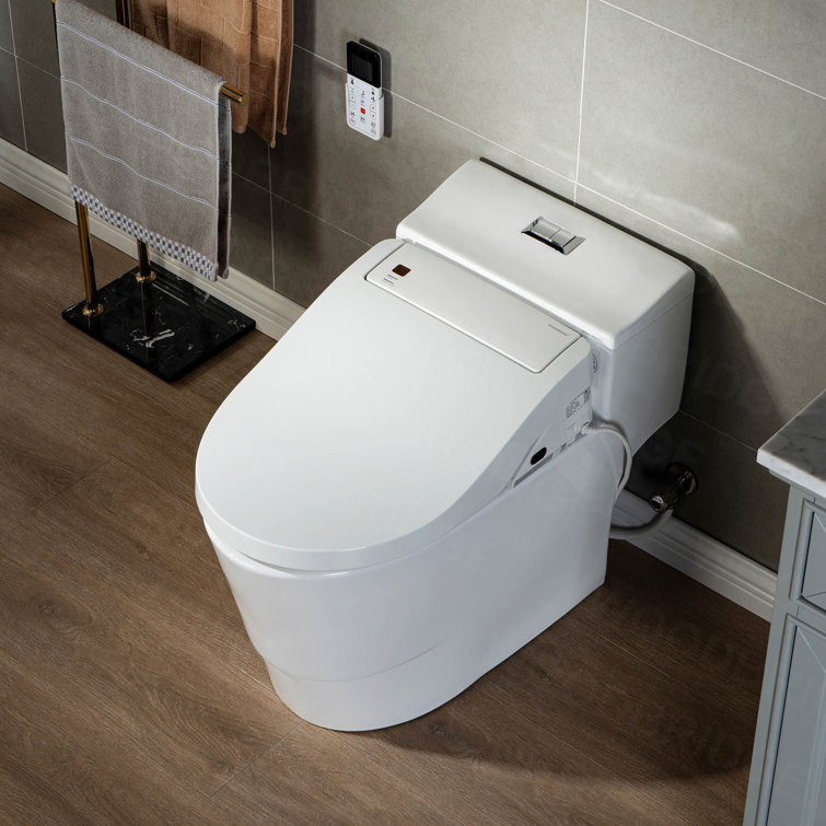 White Porcelain Elongated Dual Flush Smart Bidet Toilet
