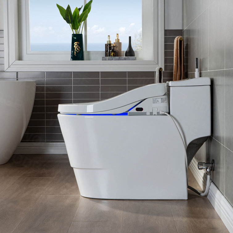 White Porcelain Elongated Dual Flush Smart Bidet Toilet