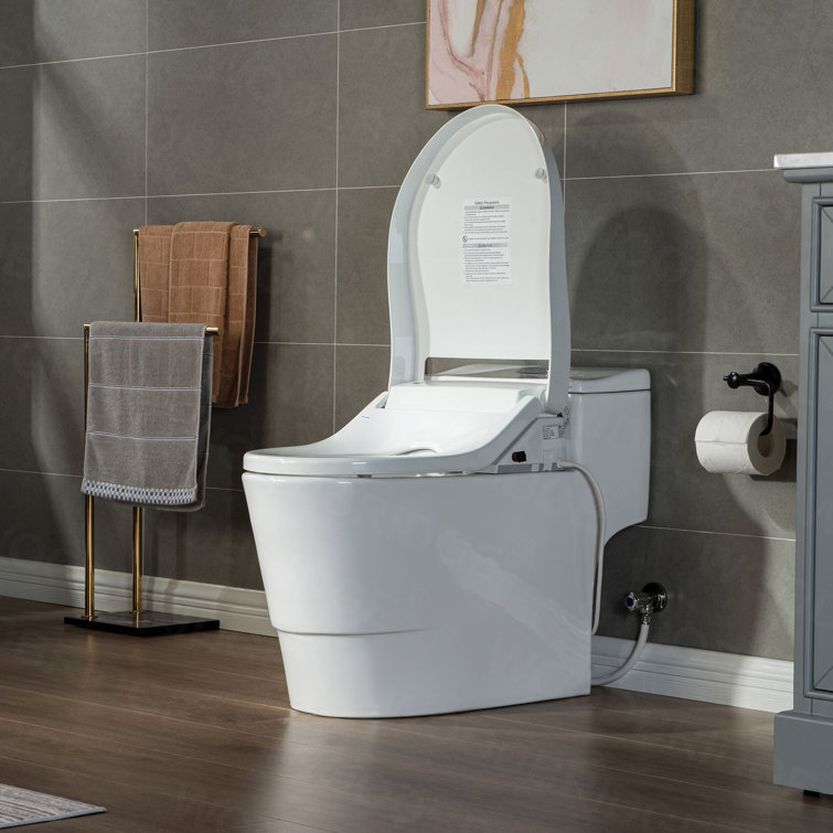 White Porcelain Elongated Dual Flush Smart Bidet Toilet