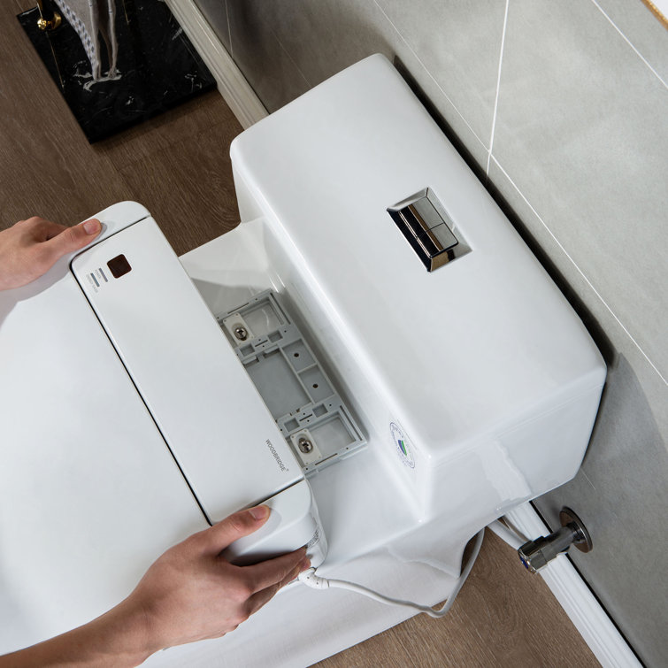 White Porcelain Elongated Dual Flush Smart Bidet Toilet