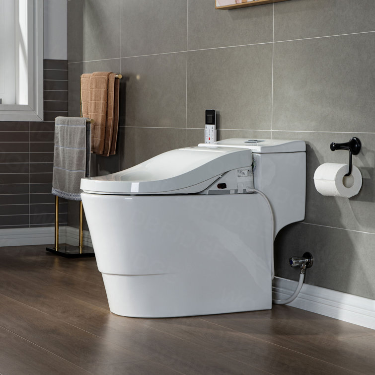 White Porcelain Elongated Dual Flush Smart Bidet Toilet