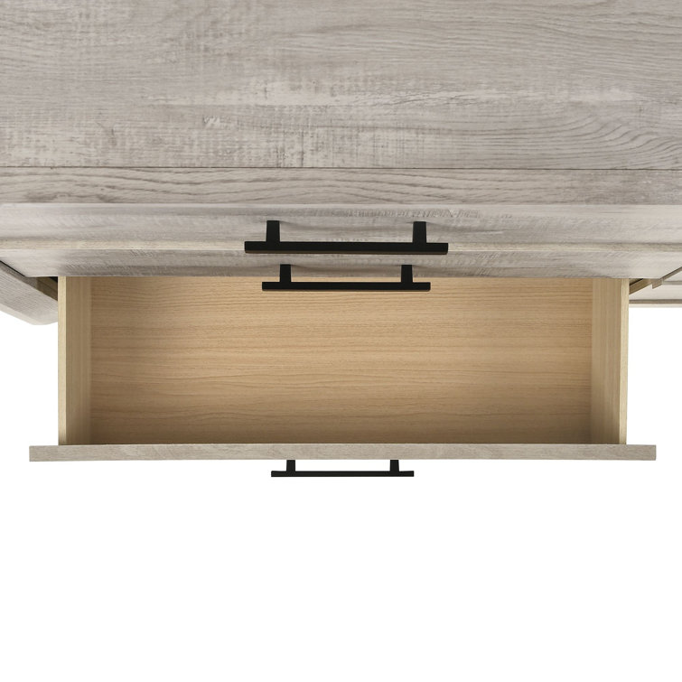 Ash White 5-Drawer Chest with Black Pulls