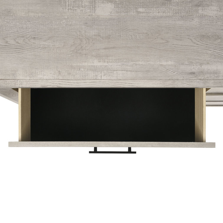 Ash White 5-Drawer Chest with Black Pulls