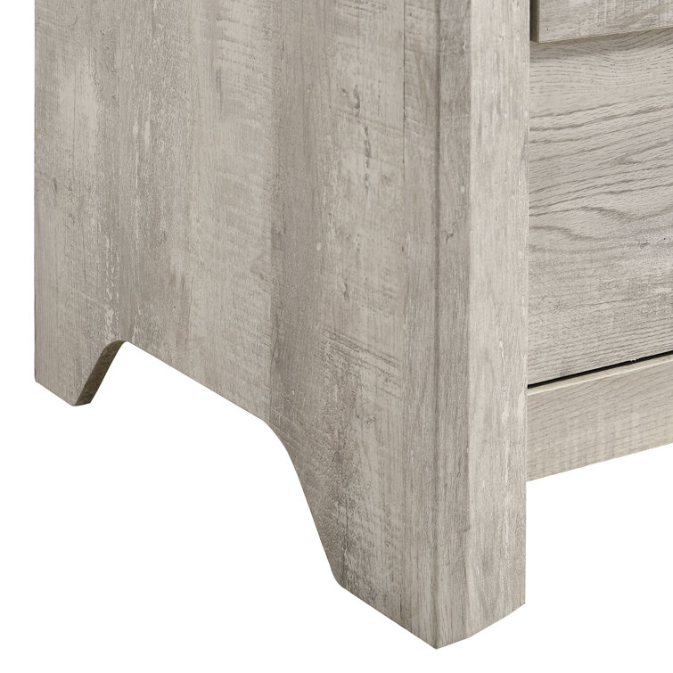 Ash White 5-Drawer Chest with Black Pulls