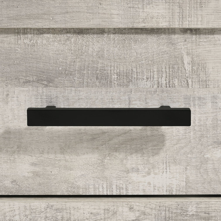 Ash White 5-Drawer Chest with Black Pulls
