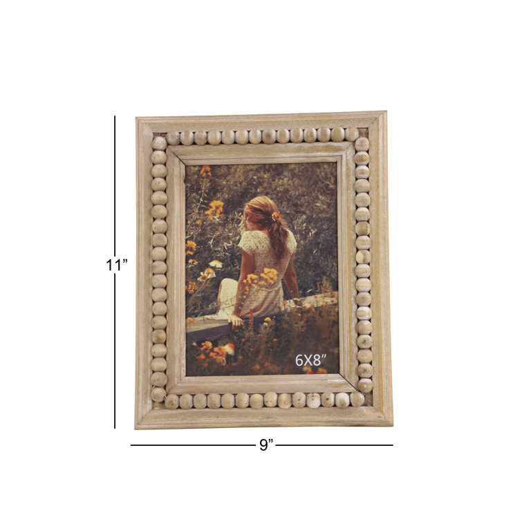 Light Brown Wood Beaded 6" x 8" Photo Frame