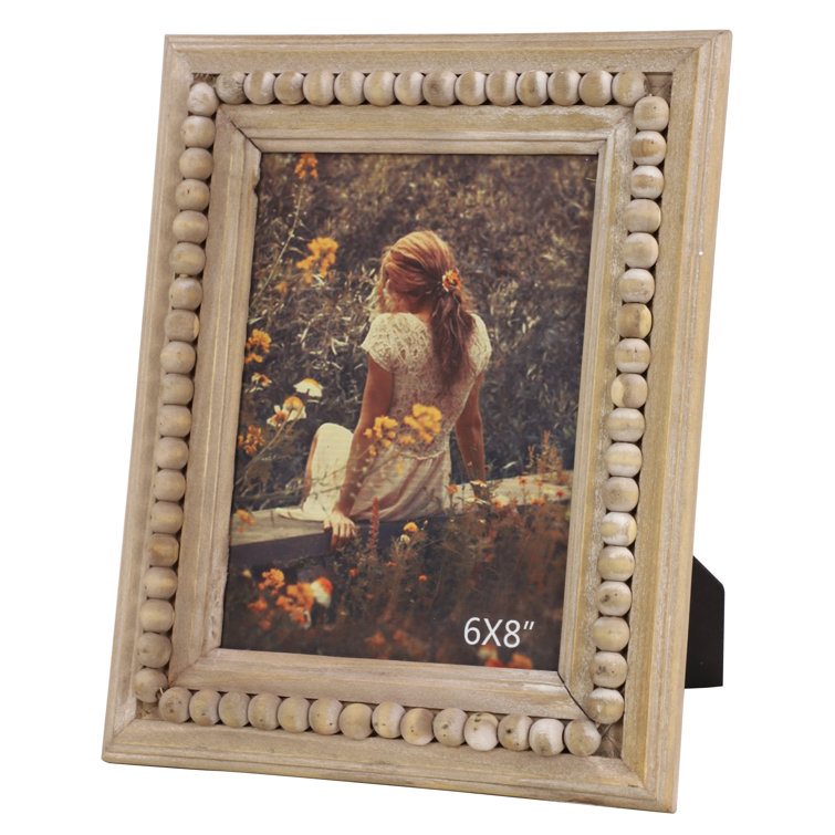 Light Brown Wood Beaded 6" x 8" Photo Frame