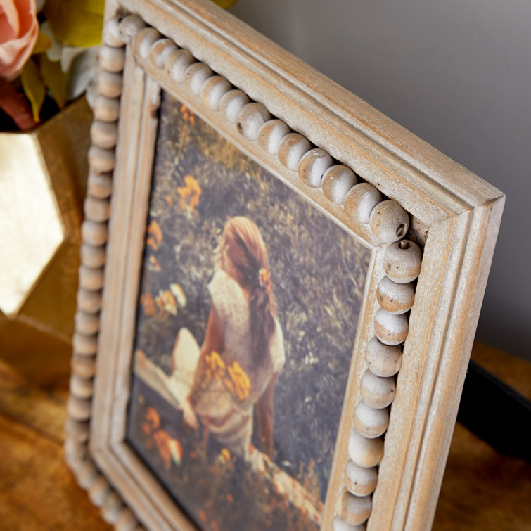Light Brown Wood Beaded 6" x 8" Photo Frame